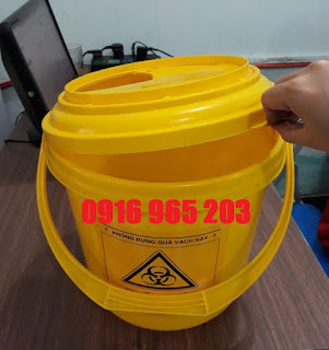 Bán xô bông băng bẩn y tế 14L màu vàng