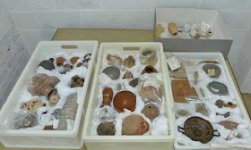 three trays of archaeological pottery 