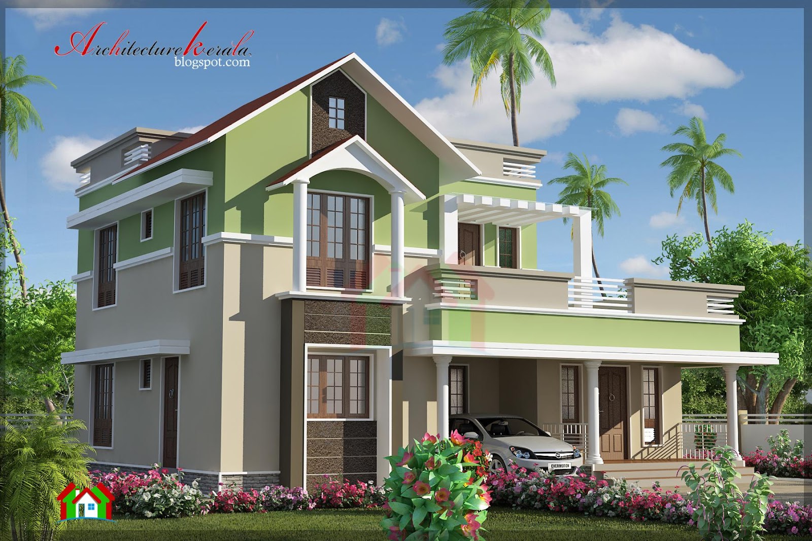 Architecture Kerala 4 BHK CONTEMPORARY HOUSE ELEVATION