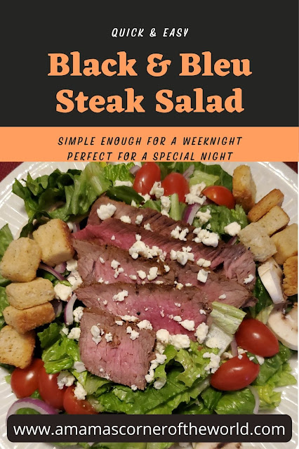 Pinnable image for Black and Bleu Steak Salad recipe