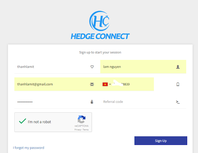 Đăng ký Hedge Connect