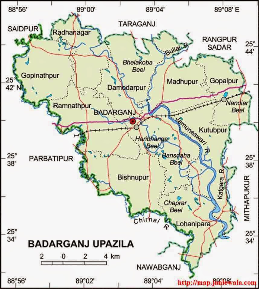 badarganj upazila map of bangladesh
