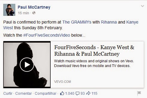 VÍDEO DA SEMANA: "FourFiveSeconds" - Rihanna ft Kanye West e Paul McCartney