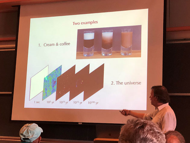 Sean Carroll compares entropy of the universe with mixing cream and coffee (Source: Palmia Observatory)