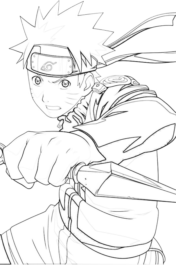 Lembar Mewarnai Sketsa  dan Gambar  Ilustrasi Naruto Uzumaki 