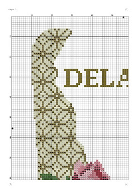 Delaware map cross stitch pattern floral ornament embroidery - Tango Stitch