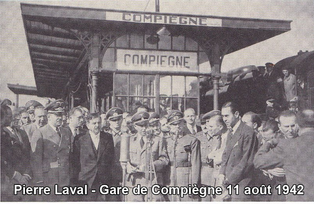 Pierre Laval en gare de Compiègne 11 août 1942