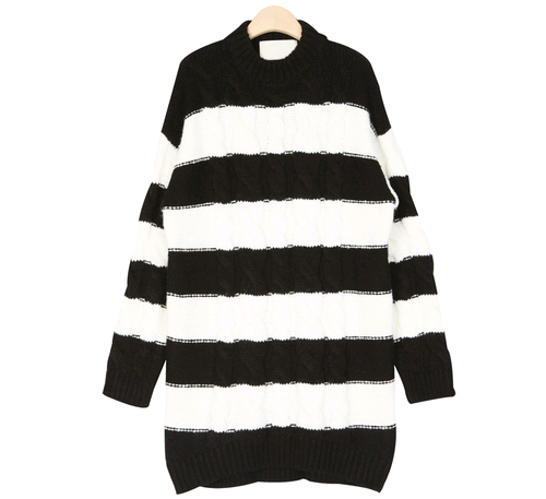 Striped Cable Knit Dress