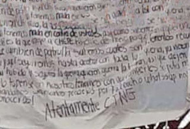 "Somos CJNG no teman, la guerra no es con ustedes", Sicarios del CJNG dejan narcomantas en Oaxaca.