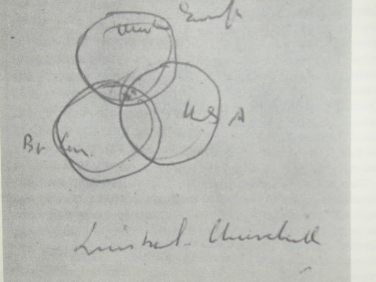 Churchill's Venn Diagram British Commonwealth lower left The USA at lower right Western at top