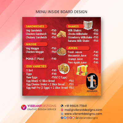Menu Inside Board Design, menu design design, juice parlour menu board, menu flex board design thrissur, graphic design service thrissur