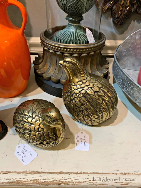 Set of vintage brass quails 