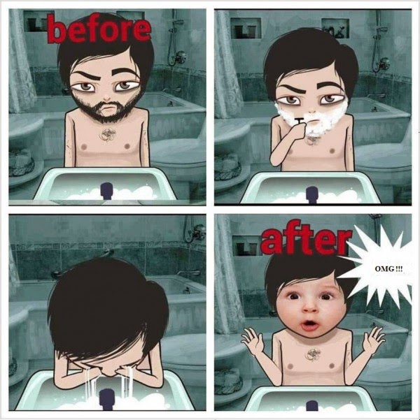 Before shaving.....after shaving 