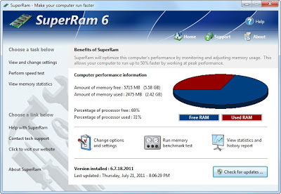 تحميل برنامج لزيادة كفاءة الرامات PGWare SuperRam 6 مجانا