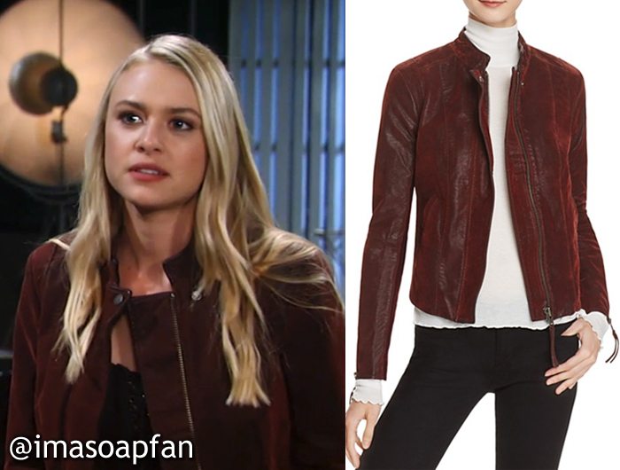 Kiki Jerome's Wine Vegan Leather Jacket - General Hospital, Season 54, Episode 10/07/16