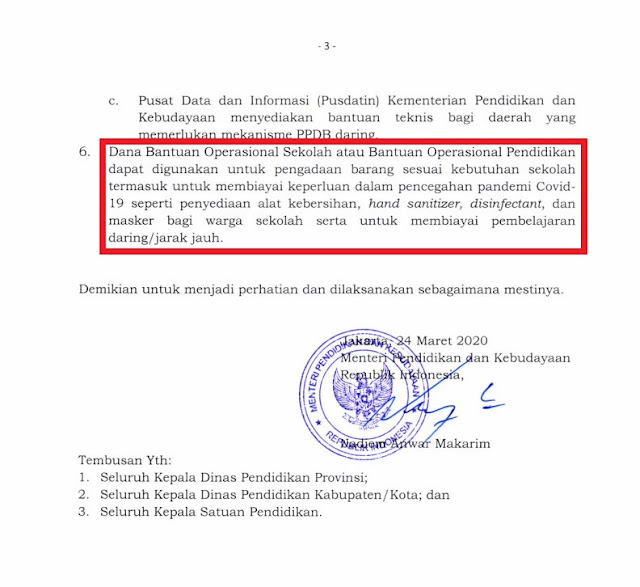 Update Terbaru | Kebijakan Kemendikbud Mengenai Dana BOS terkait Covid-19 Tahun 2020