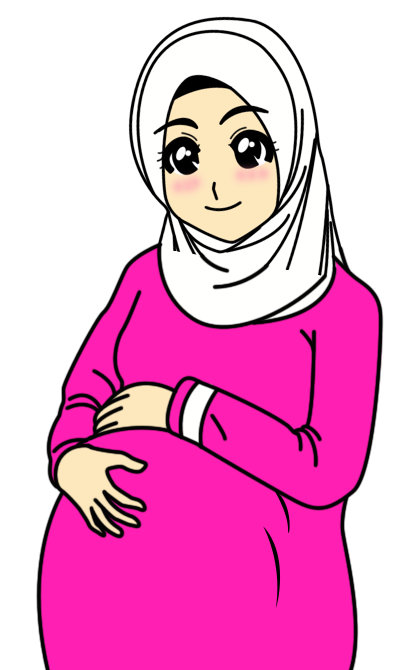 kartun ibu hamil muslimah