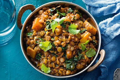 Braised spring dhal with spinach
