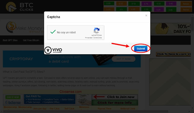 Resolver reCAPTCHA en BTCClicks es más fácil en modo incógnito.