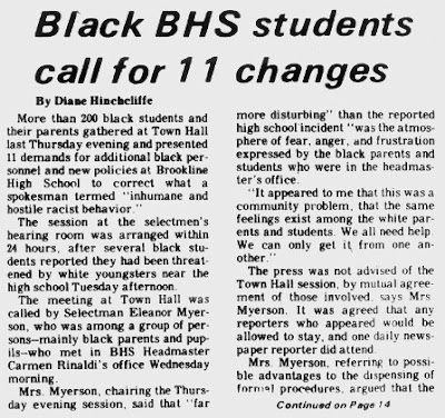 Headline: Black BHS students call for changes