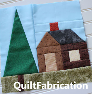 cabin quilt block-cabin and tree quilt block-house quilt block-quilt block pattern