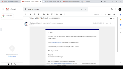 Copy of email I received inviting me to a Webinar for Clickfunnels