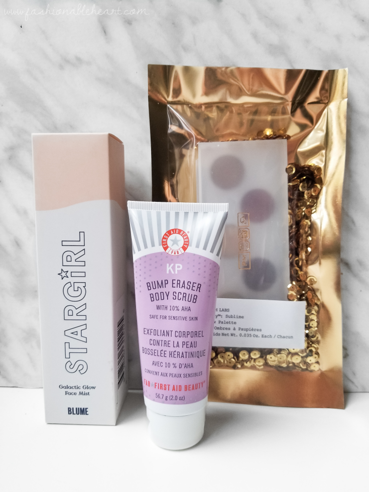 bblogger, bbloggers, bbloggerca, bbloggersca, canadian beauty bloggers, beauty blog, blume, stargirl face mist, pat mcgrath, mine eye ecstasy, sublime palette, first aid beauty, fab, kp scrub, bump eraser scrub, sample bag, sephora canada, sephora haul