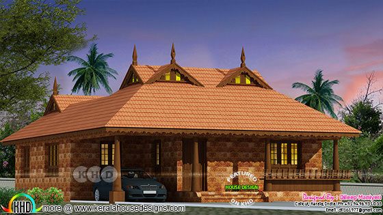 2 bedroom Tradition Kerala home with Nadumuttam