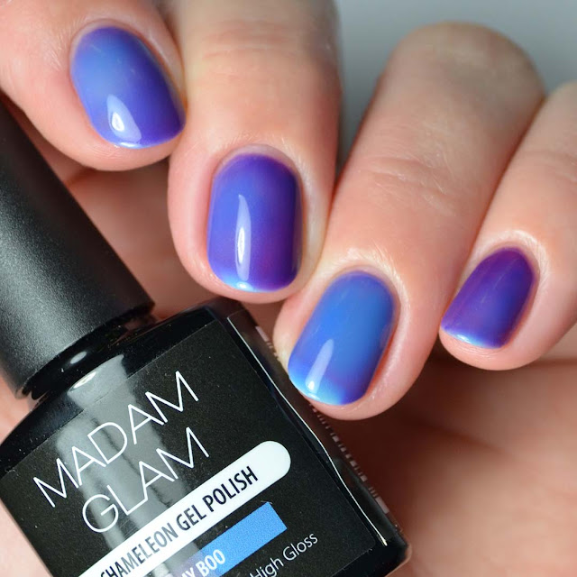 blue to purple chameleon thermal gel nail polish