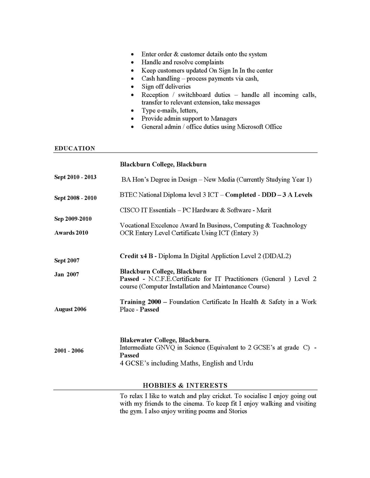 Cv Curriculum Vitae