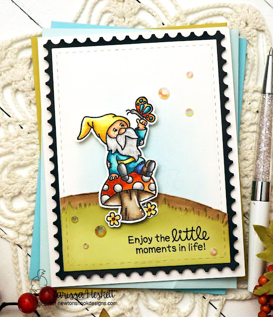 Gnome Card by Larissa Heskett | Gnome Garden Stamp Set, Garden Mice Stamp Set and Framework Die Set by Newton's Nook Designs #newtonsnook #handmade