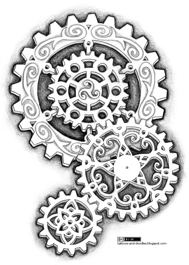 steampunk gears tattoo design