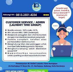 Lowongan Kerja Customer Service/Admin - Laundry Time