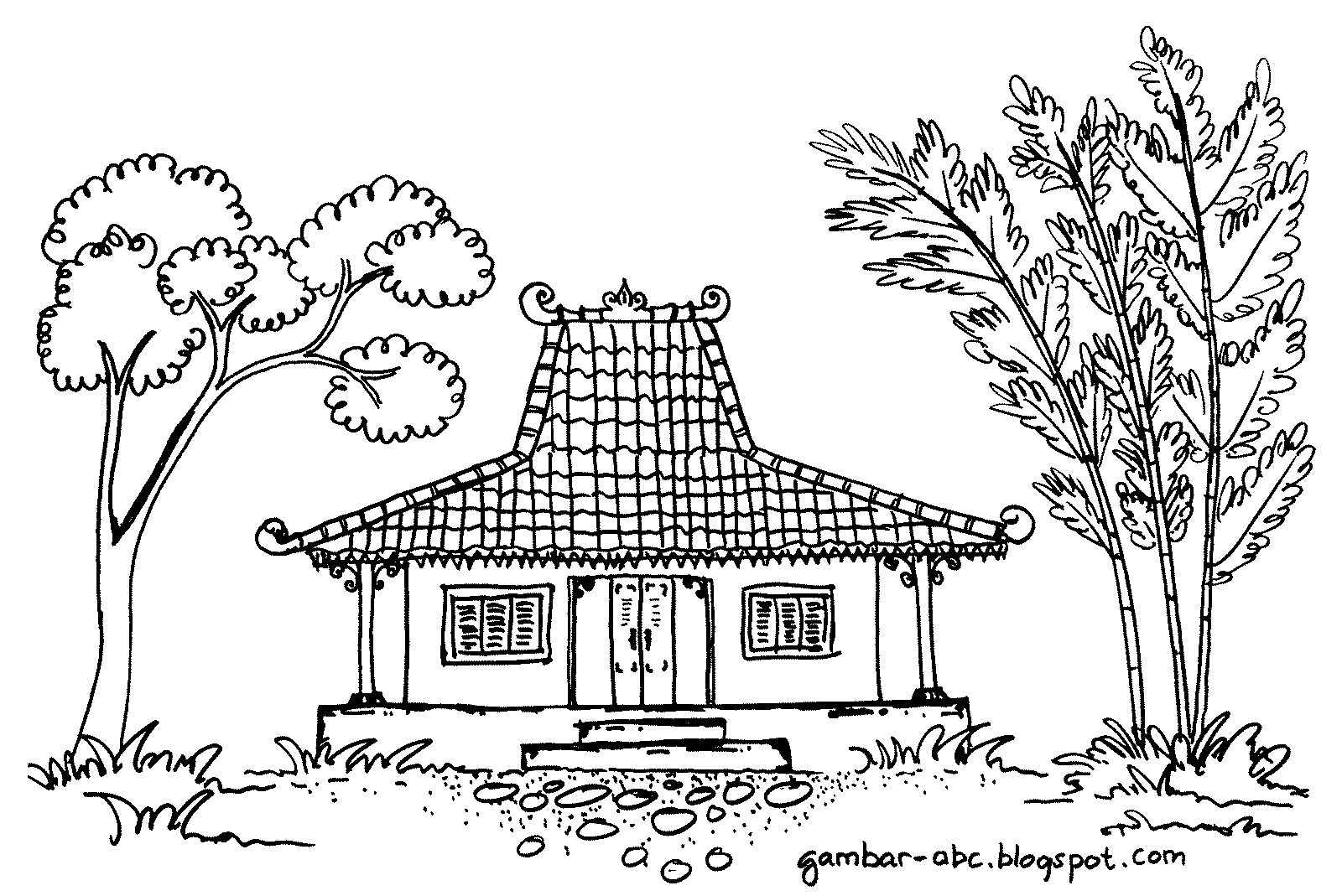 Rumah Adat Jawa Joglo Contoh Gambar  Mewarnai 