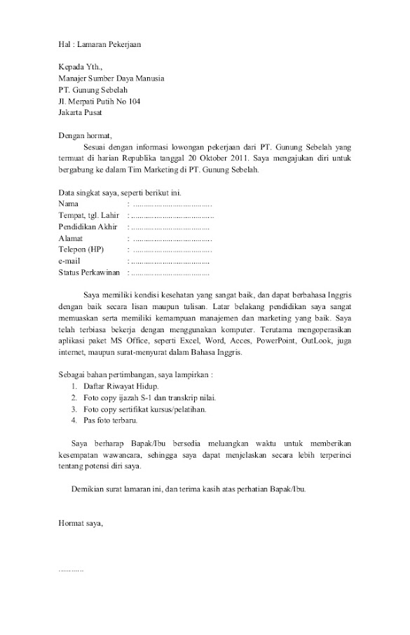 Pabrik Contoh Surat Lamaran Kerja Umum Tulis Tangan / 10 Surat Lamaran Kerja Inisiatif Sendiri - ben jobs : ) contoh surat lamaran kerja umum.