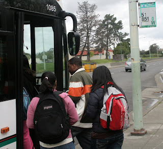COA students board the AC Transit Line 51 near campus