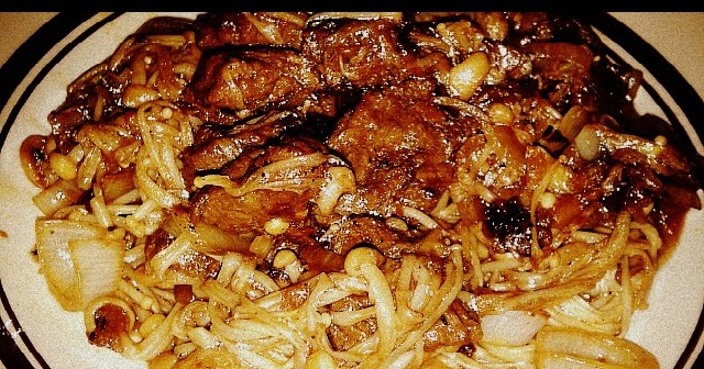 Zuldandunia: Daging goreng bersama Cendawan Enoki