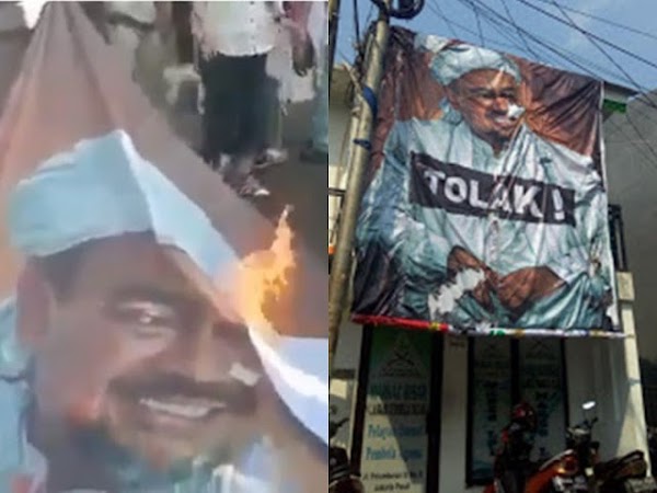 Tak Mempan Dibakar Pendemo, Poster Rizieq Shihab Kini Justru Terpampang di Tepi Jalan 