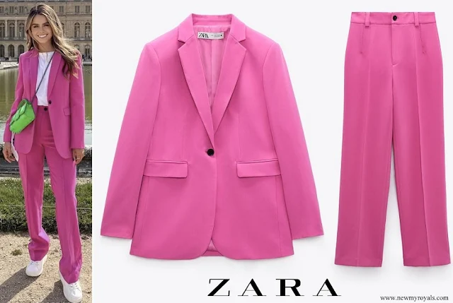 Crown Princess Victoria wore Zara Tailored Buttoned Blazer in Fuchsia