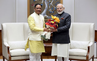 मुख्यमंत्री  विष्णु देव साय ने प्रधानमंत्री  नरेन्द्र मोदी से की सौजन्य मुलाकात
