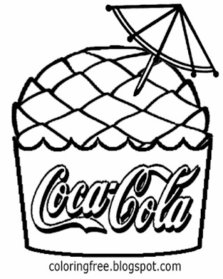 Coca cola clipart Pina colada coconut cupcake coloring sheets for teenagers tropical pineapple bits