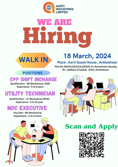 Aarti Industries Walk In Interview For CPP/ Utility/ MOC