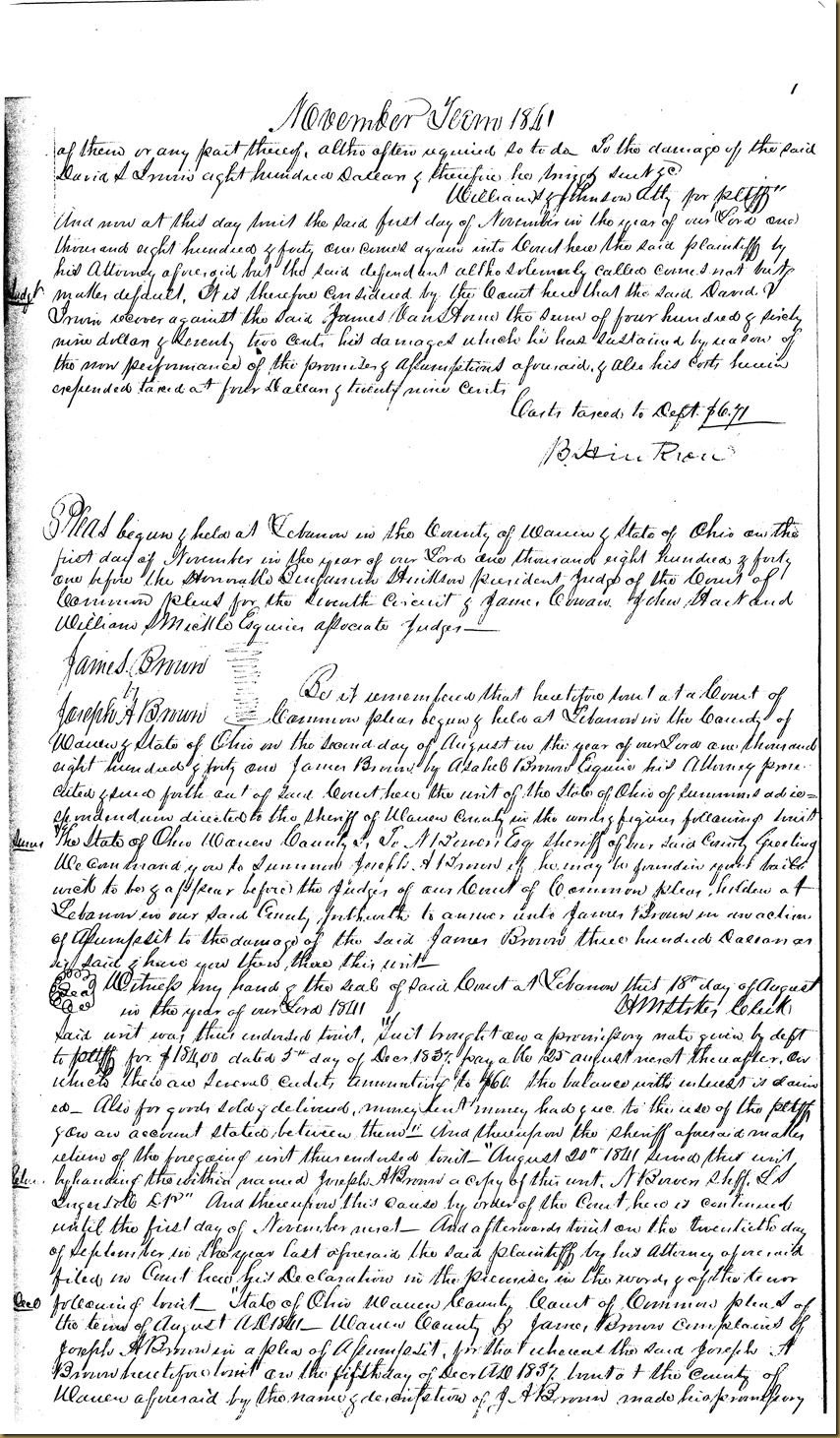 David S. Irwin sues James VanHorne 1841 4