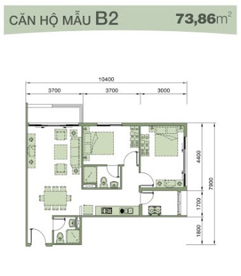 Căn hộ An Viên loại B2 : 73,86m2