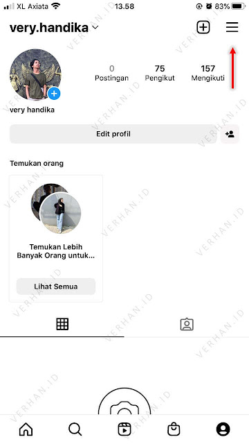 buka profil akun instagram