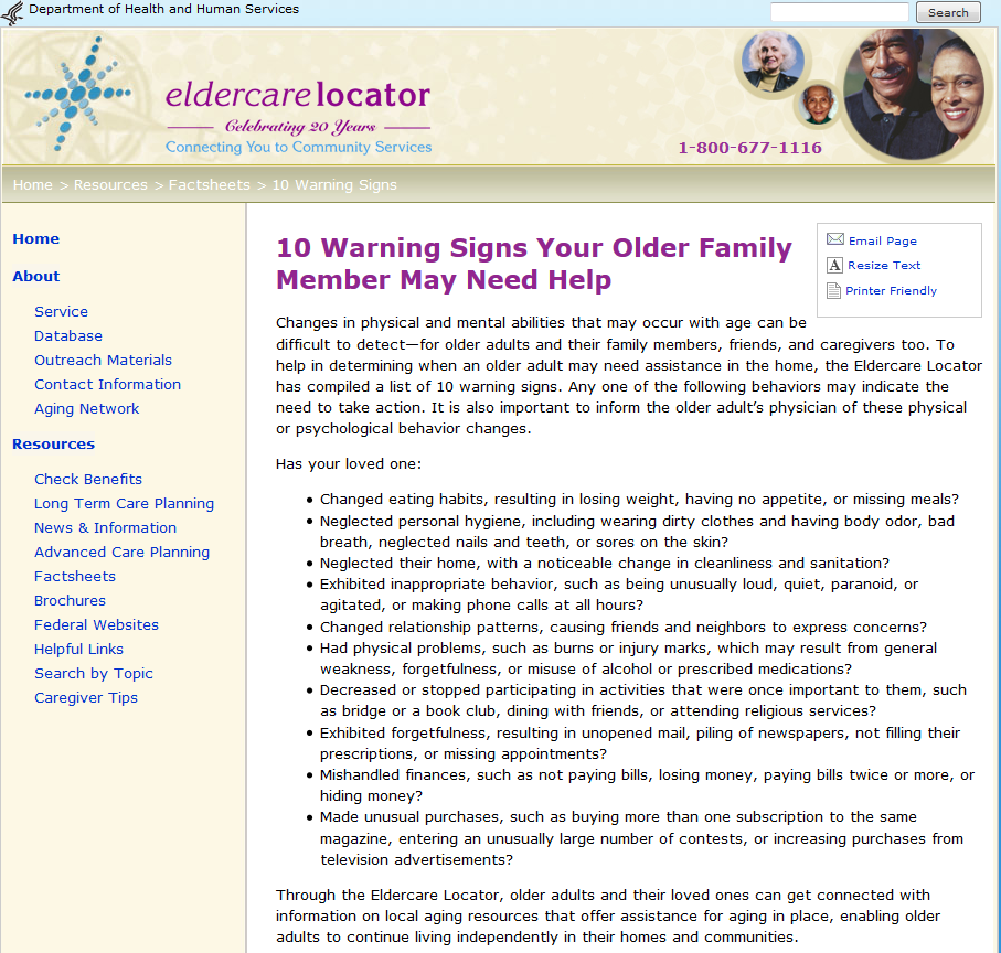 http://www.eldercare.gov/Eldercare.NET/Public/Resources/Factsheets/Ten_Warning_Signs.aspx