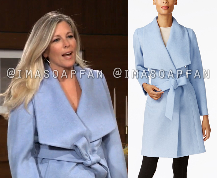 Carly Corinthos, Laura Wright, Light Blue Wrap Coat, General Hospital, GH