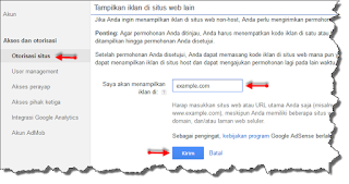 Cara otorisasi situs untuk upgrade akun adsense