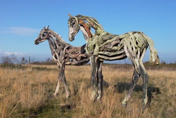 Incredible Tree Branch Horse Sculptures Seen On www.coolpicturegallery.net