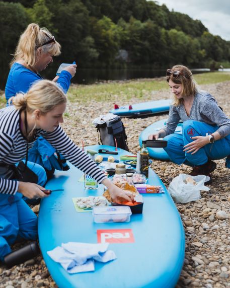 prepping food on sup cook out tour